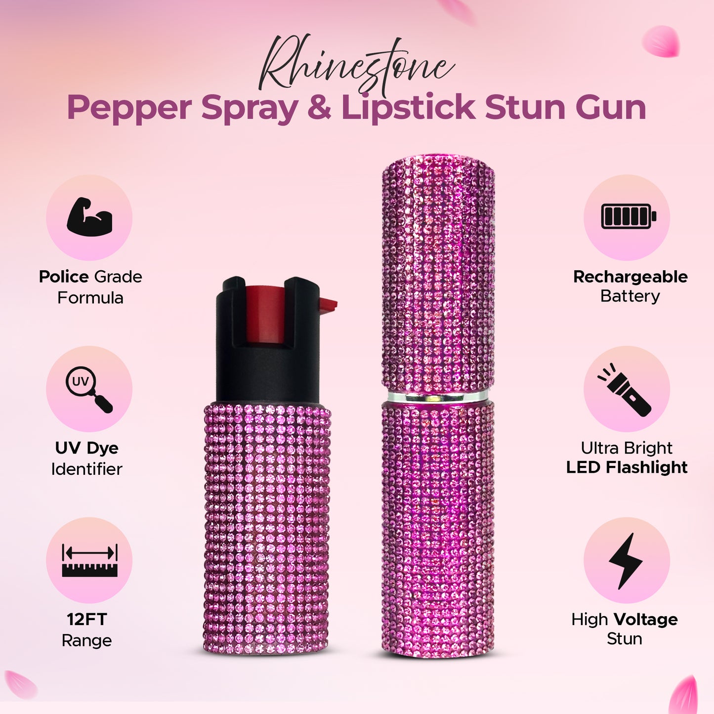 FURY Gem Stone Pepper Spray Lipstick Stun Gun Combo
