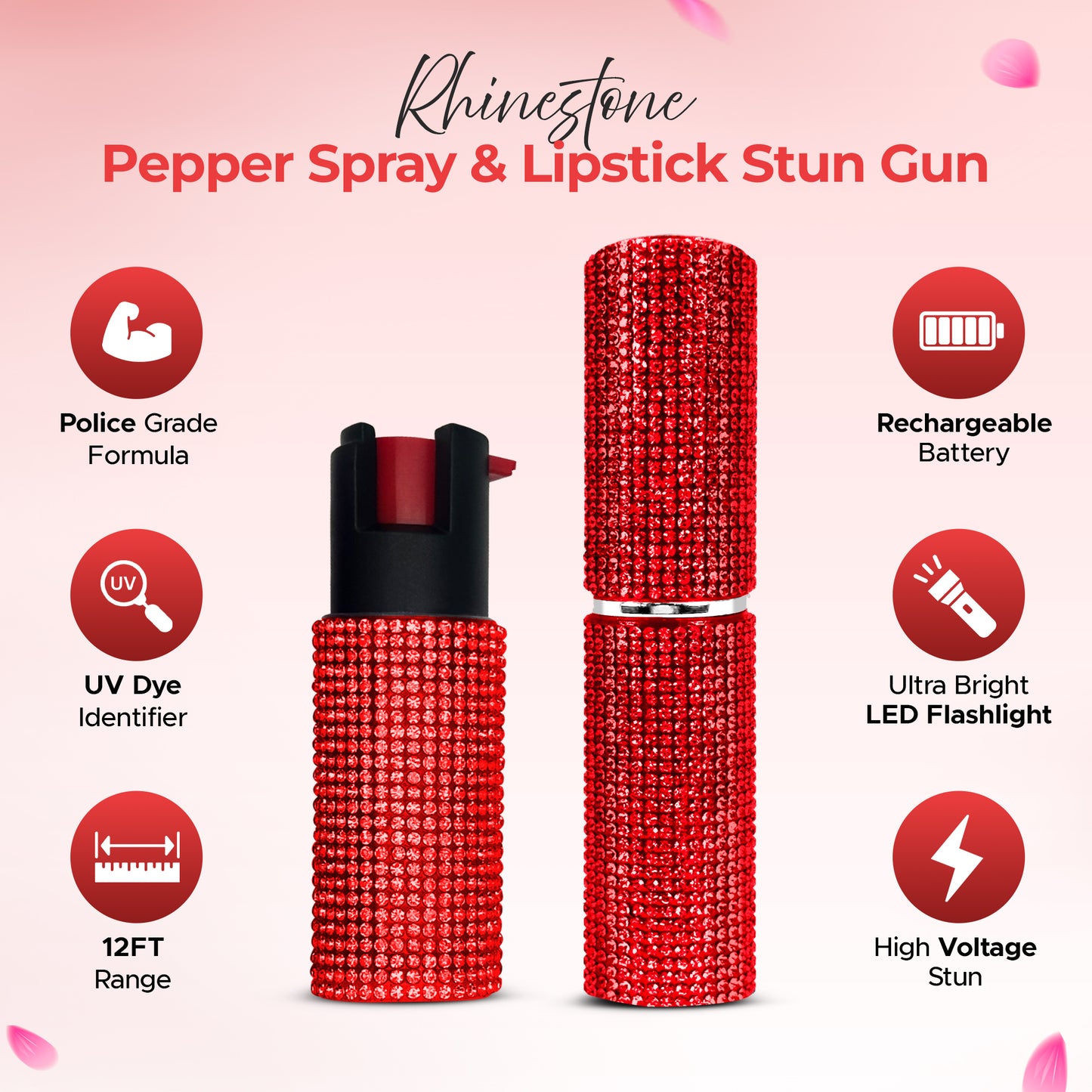 FURY Gem Stone Pepper Spray Lipstick Stun Gun Combo