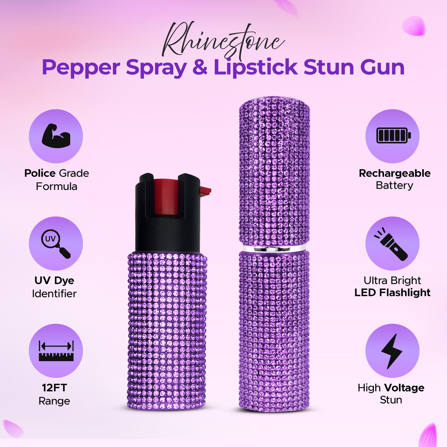 FURY Gem Stone Pepper Spray Lipstick Stun Gun Combo