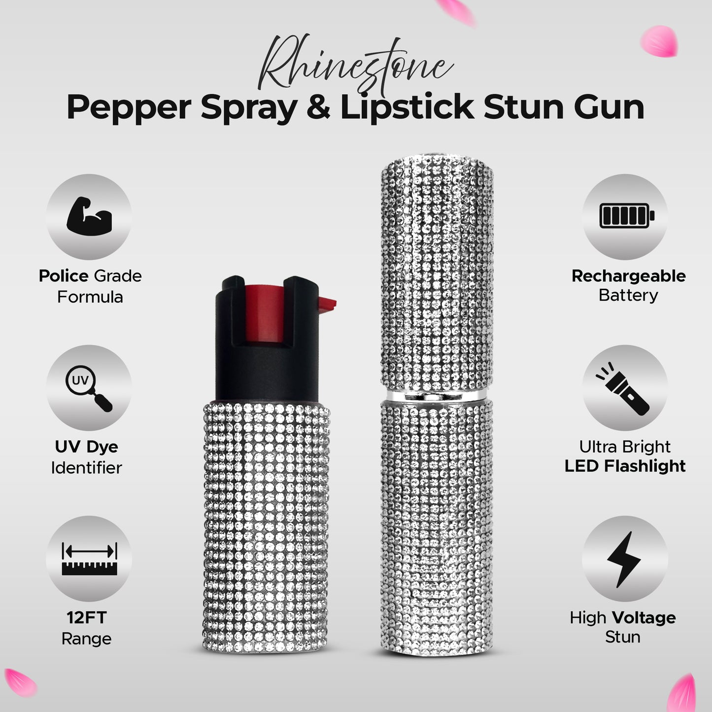 FURY Gem Stone Pepper Spray Lipstick Stun Gun Combo