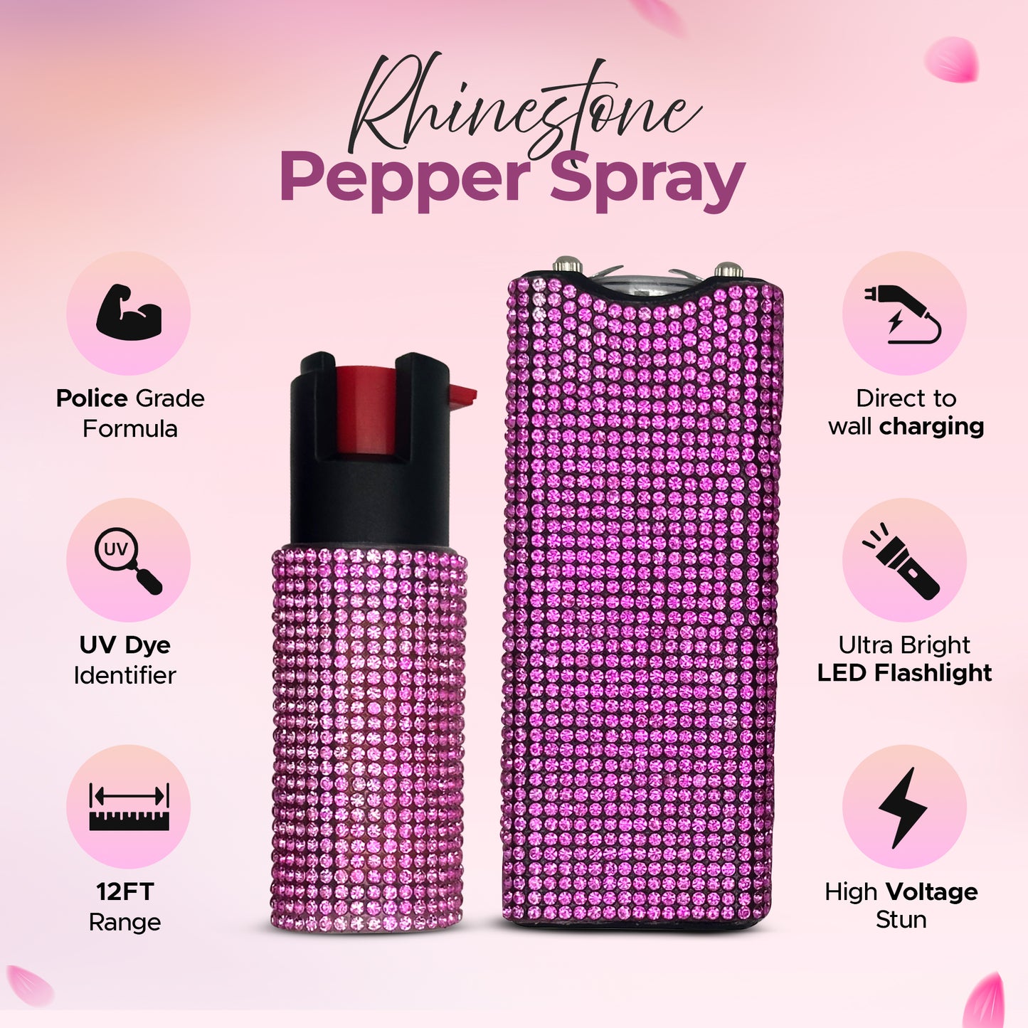 FURY Gem Stone Pepper Spray Stun Gun Combo