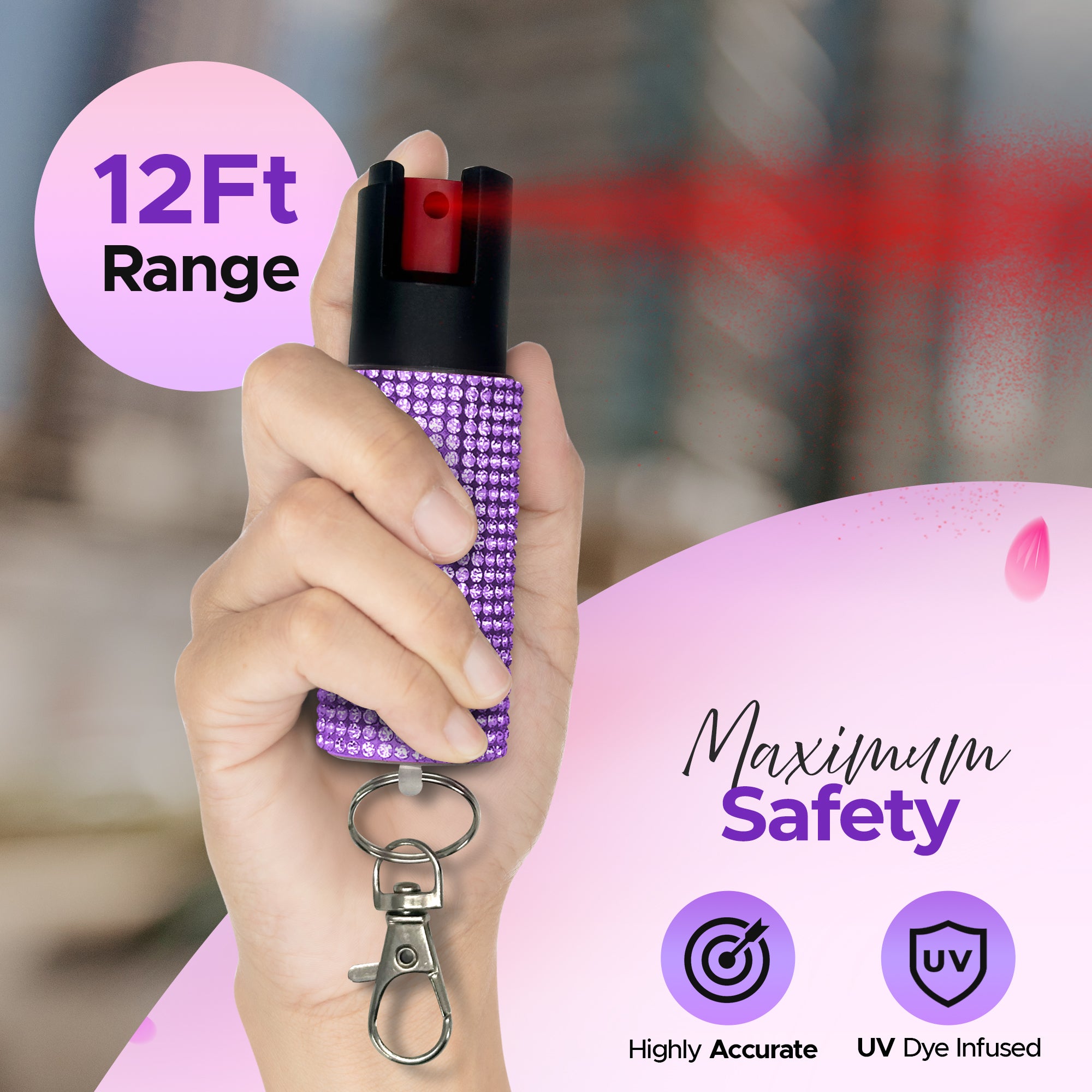 FURY Gem Stone Pepper Spray and Lipstick Stun Gun Combo