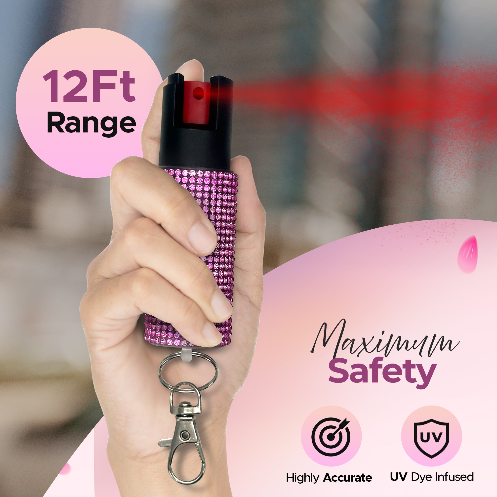FURY Gem Stone Pepper Spray and Lipstick Stun Gun Combo
