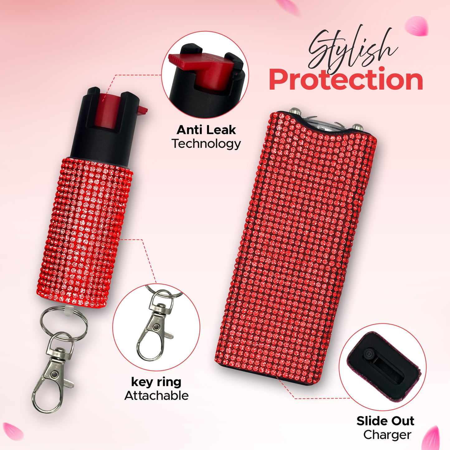 FURY Gem Stone Pepper Spray Stun Gun Combo