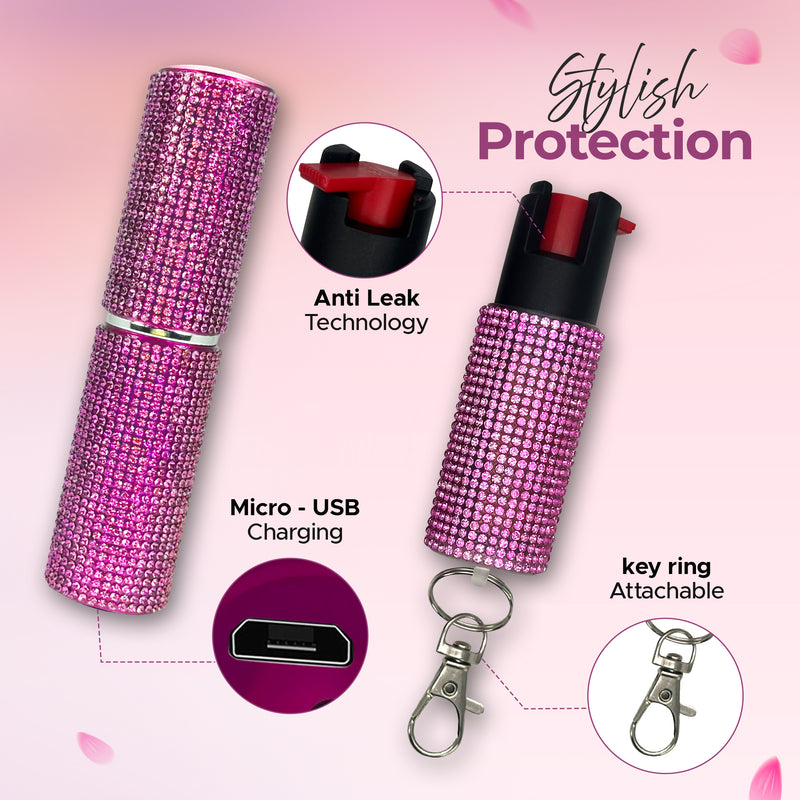 FURY Gem Stone Pepper Spray and Lipstick Stun Gun Combo