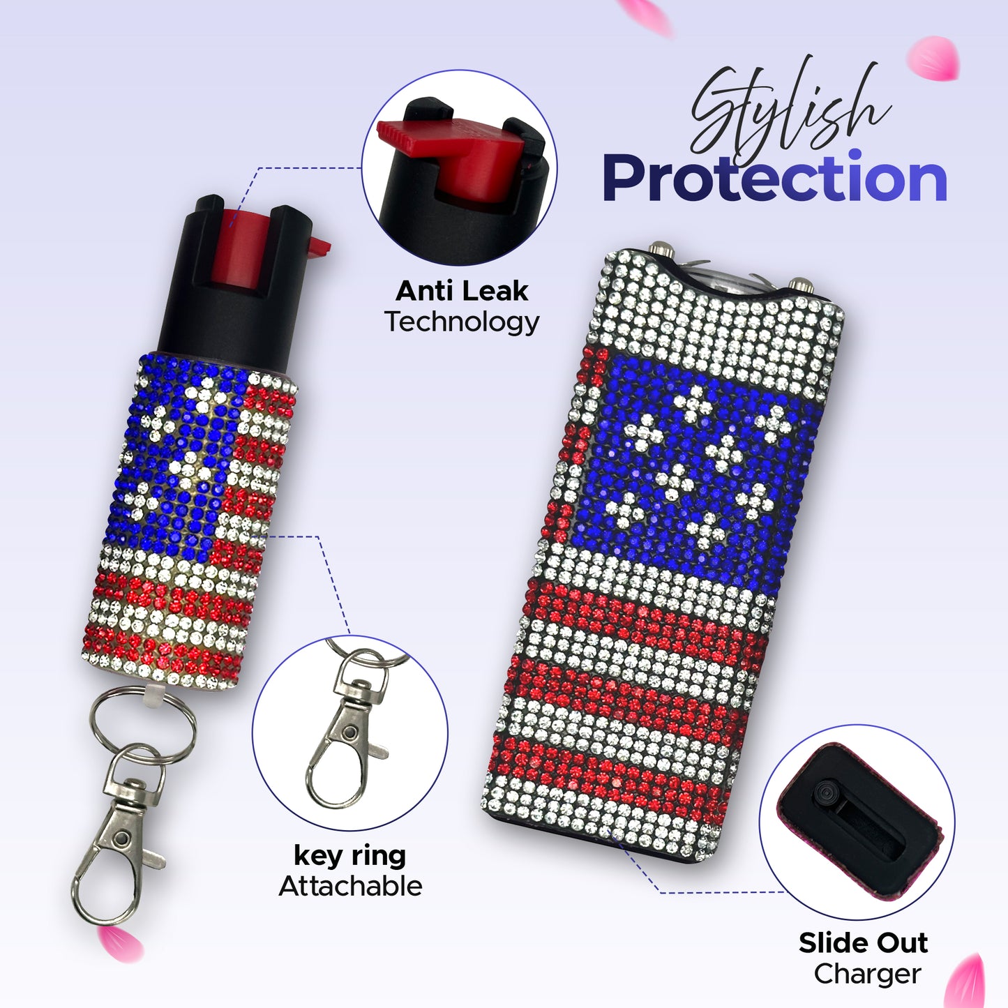 FURY Gem Stone Pepper Spray Stun Gun Combo