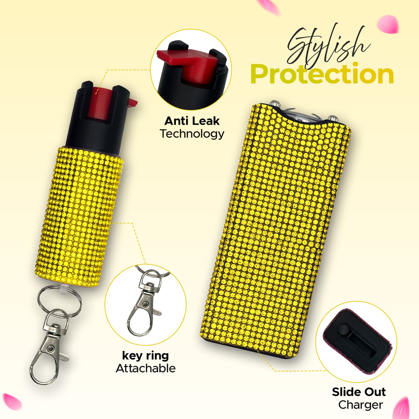 FURY Gem Stone Pepper Spray Stun Gun Combo