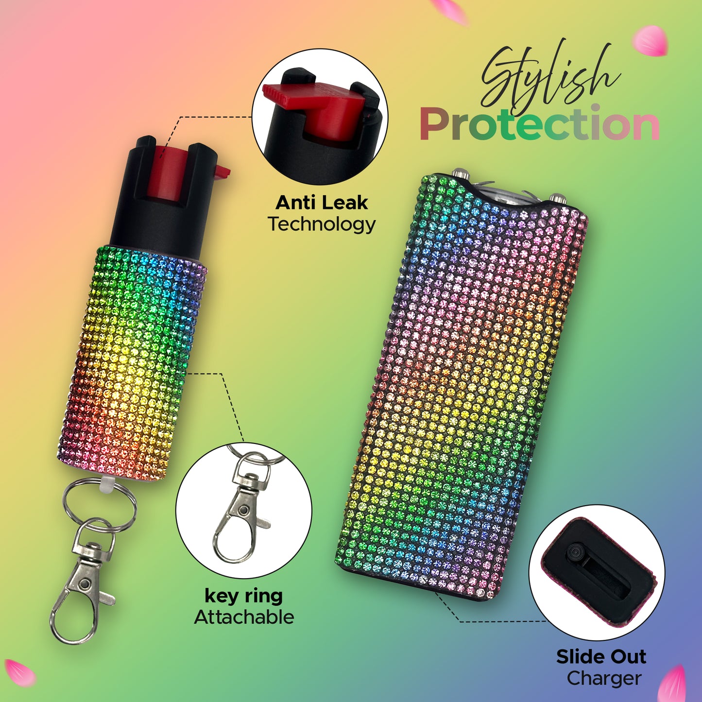 FURY Gem Stone Pepper Spray Stun Gun Combo