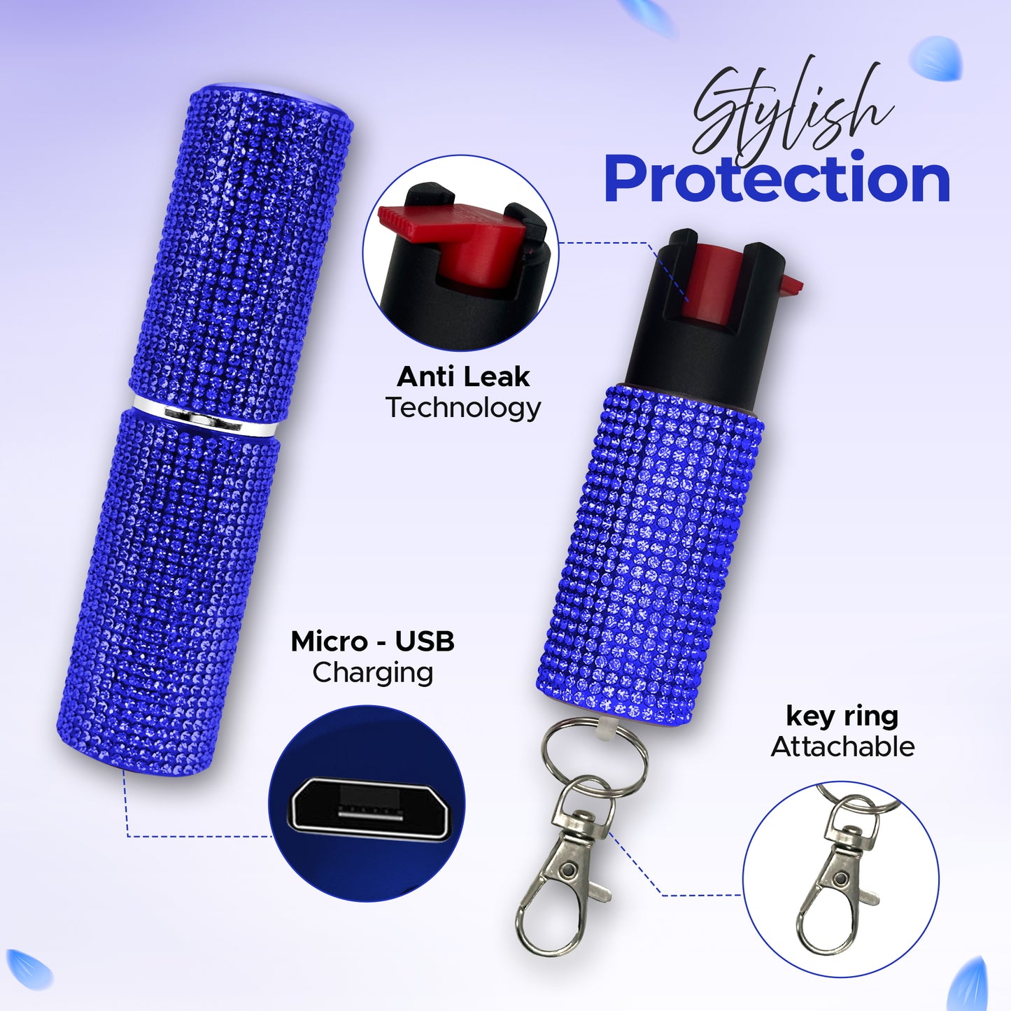 FURY Gem Stone Pepper Spray Lipstick Stun Gun Combo