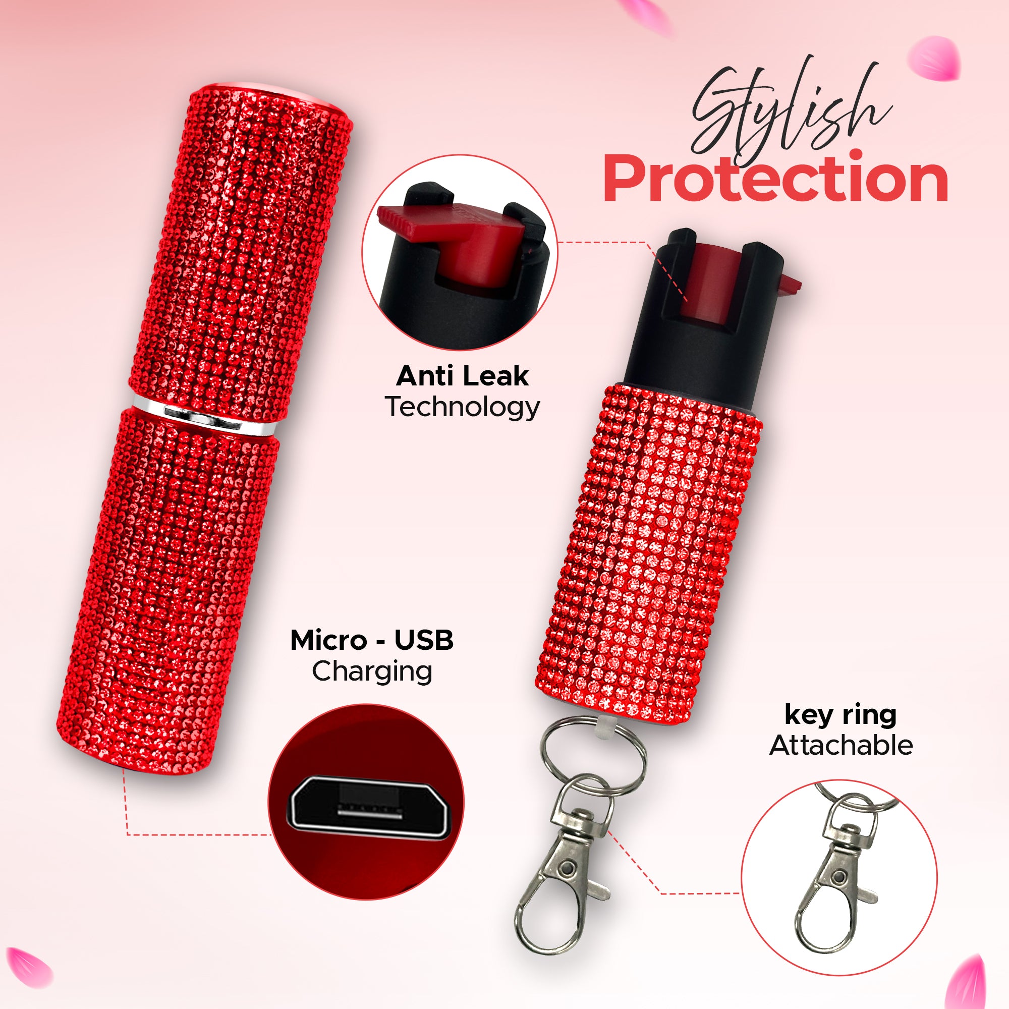 FURY Gem Stone Pepper Spray and Lipstick Stun Gun Combo