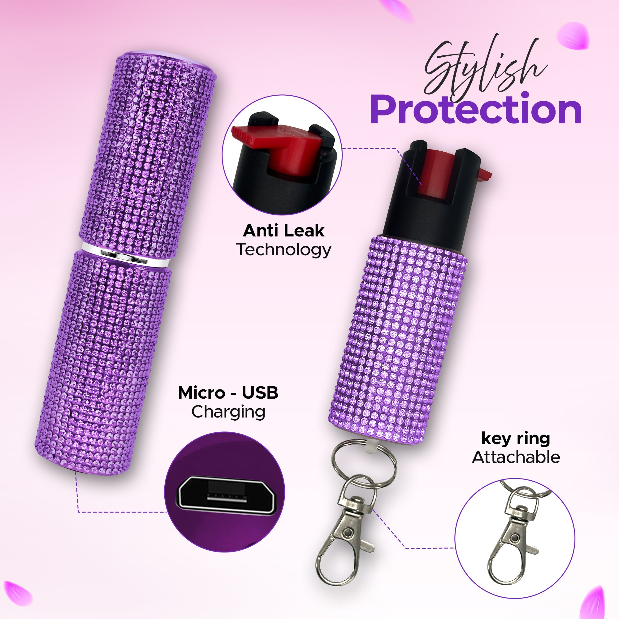 FURY Gem Stone Pepper Spray and Lipstick Stun Gun Combo