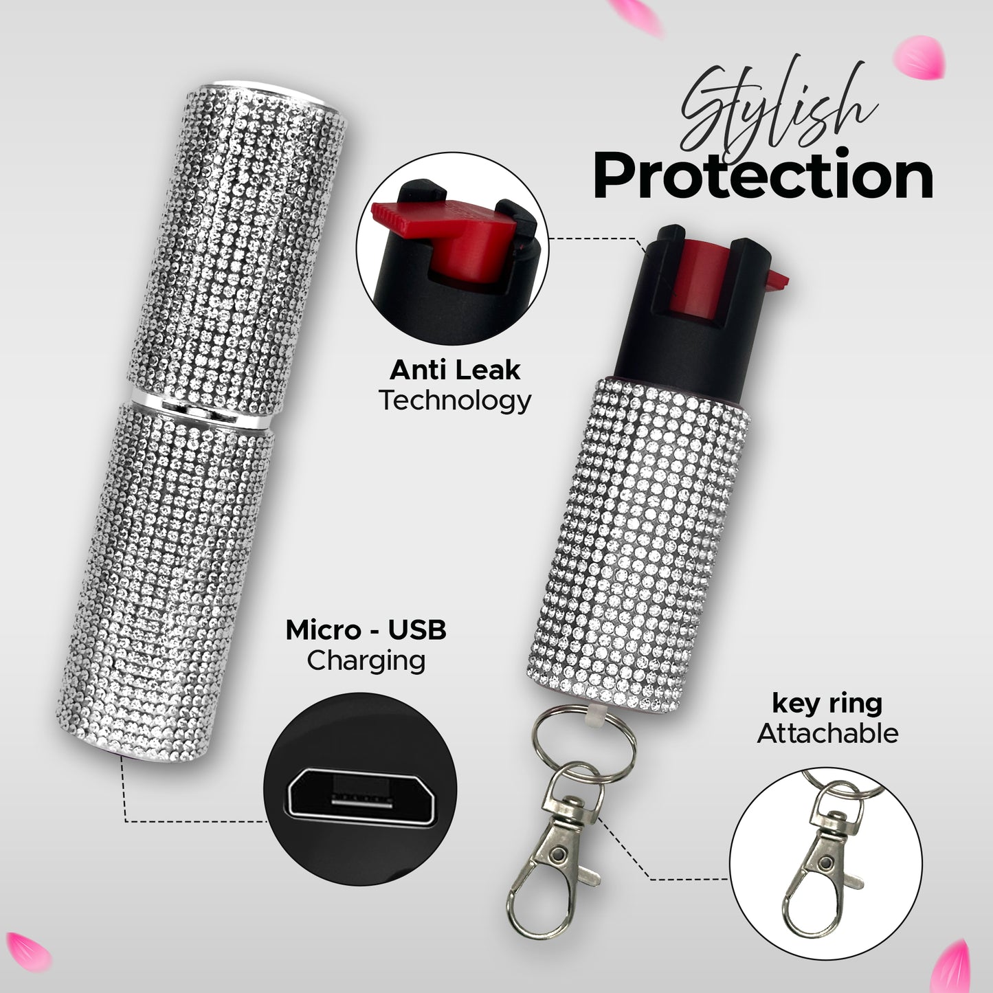 FURY Gem Stone Pepper Spray Lipstick Stun Gun Combo
