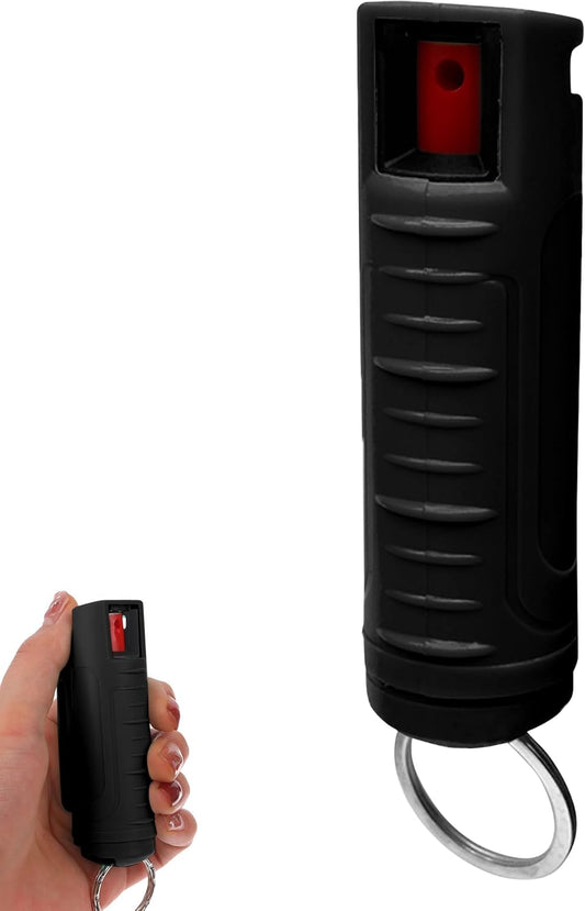 FURY Hardshell Pepper Spray - Max Strength with 12ft Range & UV Dye - Black
