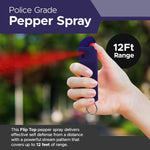 FURY Flip Top Hardshell Pepper Spray - Quick Access 12ft Range with UV Dye - Purple