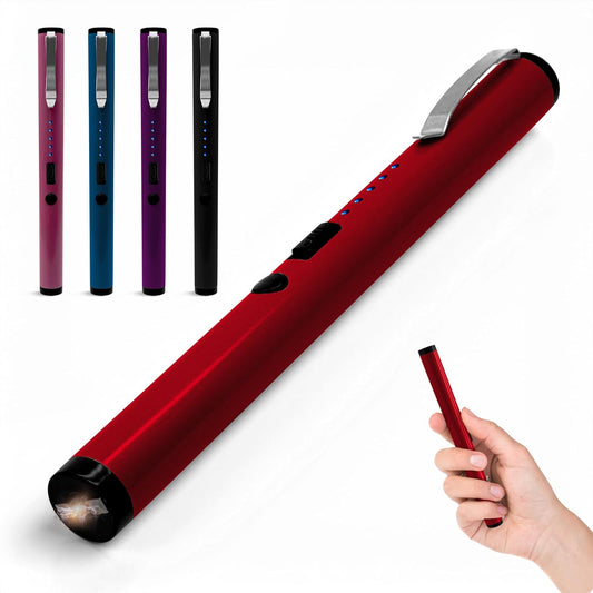 FURY Pen Stun Gun with LED Flashlight - Rechargeable Discreet Self-Defense - Red