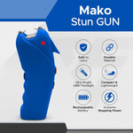 FURY Mako Stun Gun with Anti-Yank Spike & LED Flashlight - Blue