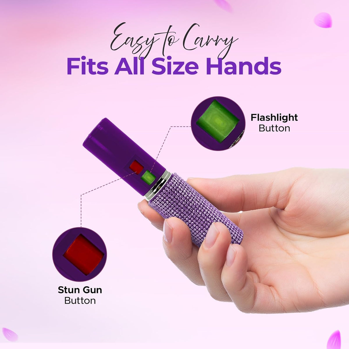 FURY Rhinestone Pepper Spray & Lipstick Stun Gun Combo - Self-Defense Kit
