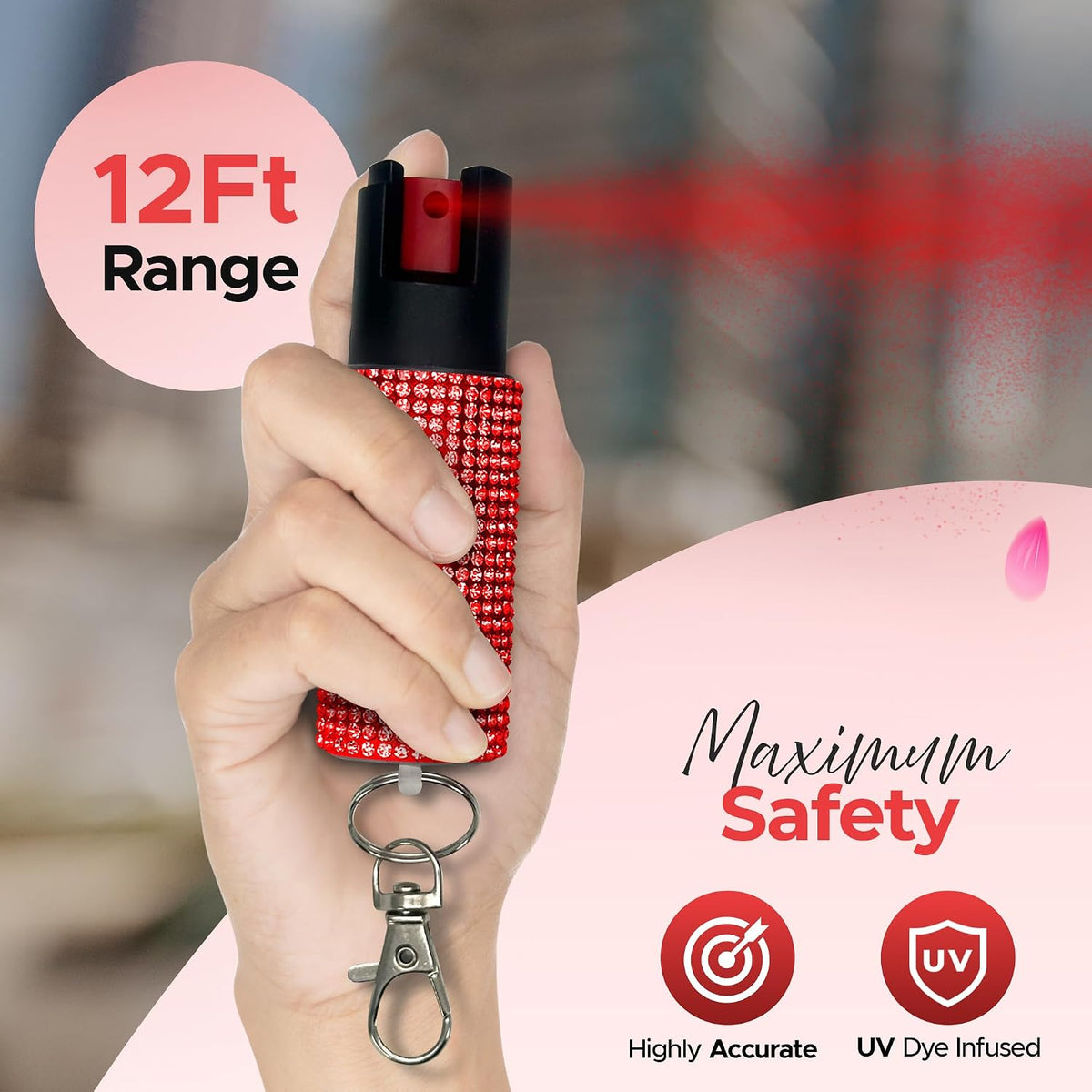FURY Rhinestone Pepper Spray & Lipstick Stun Gun Combo - Self-Defense Kit