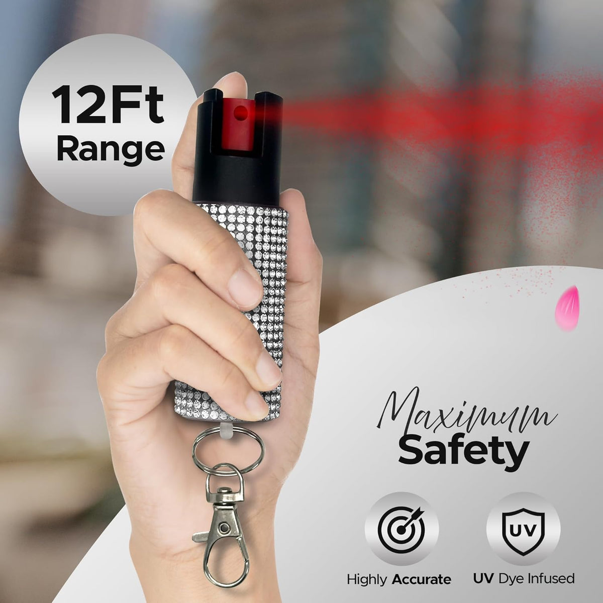 FURY Rhinestone Pepper Spray & Lipstick Stun Gun Combo - Self-Defense Kit