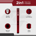 FURY Pen Stun Gun with LED Flashlight - Rechargeable Discreet Self-Defense - Red