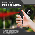 FURY Flip Top Hardshell Pepper Spray - Quick Access 12ft Range with UV Dye - Black