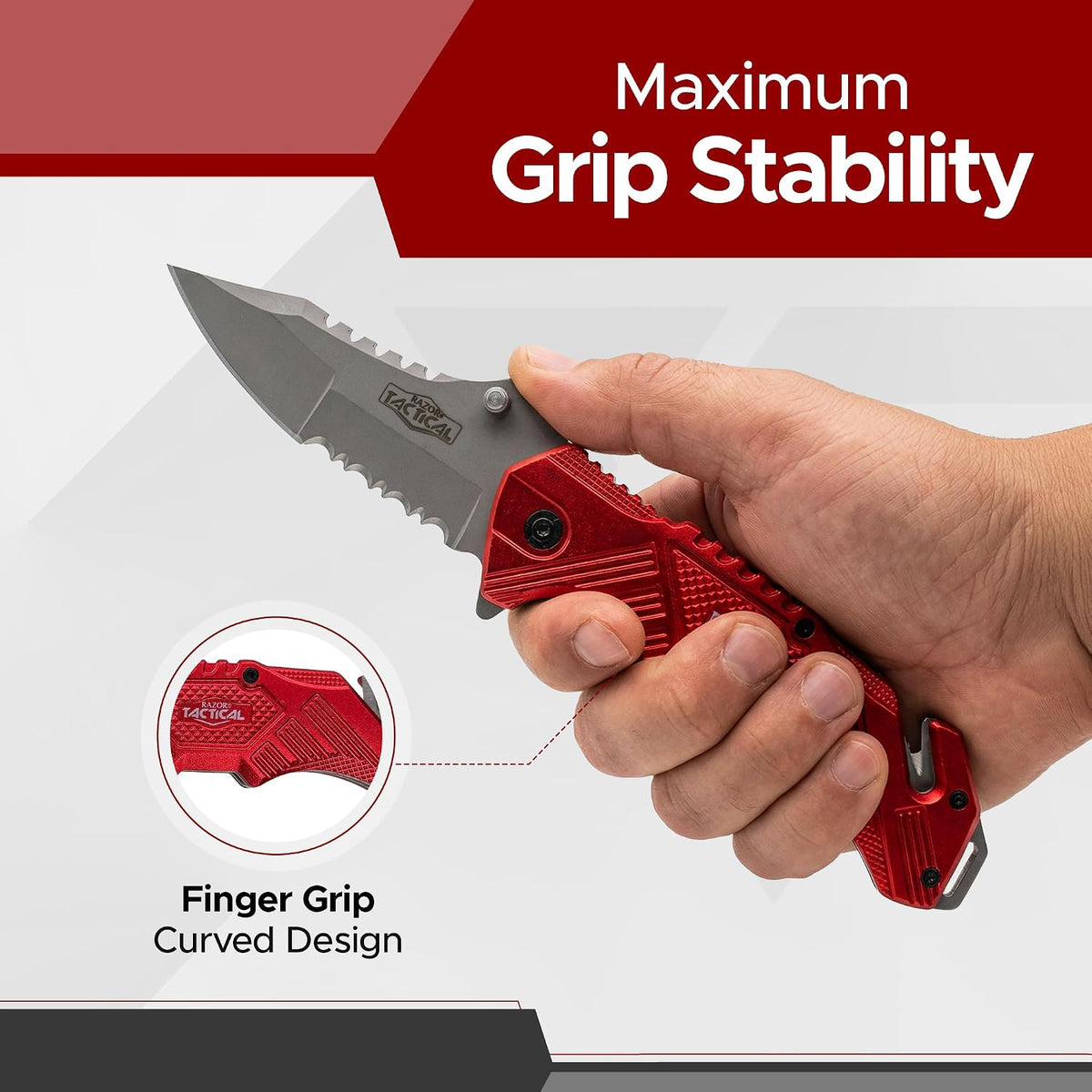 FURY Razor Tactical Folding Knife - 3.5"  - Red