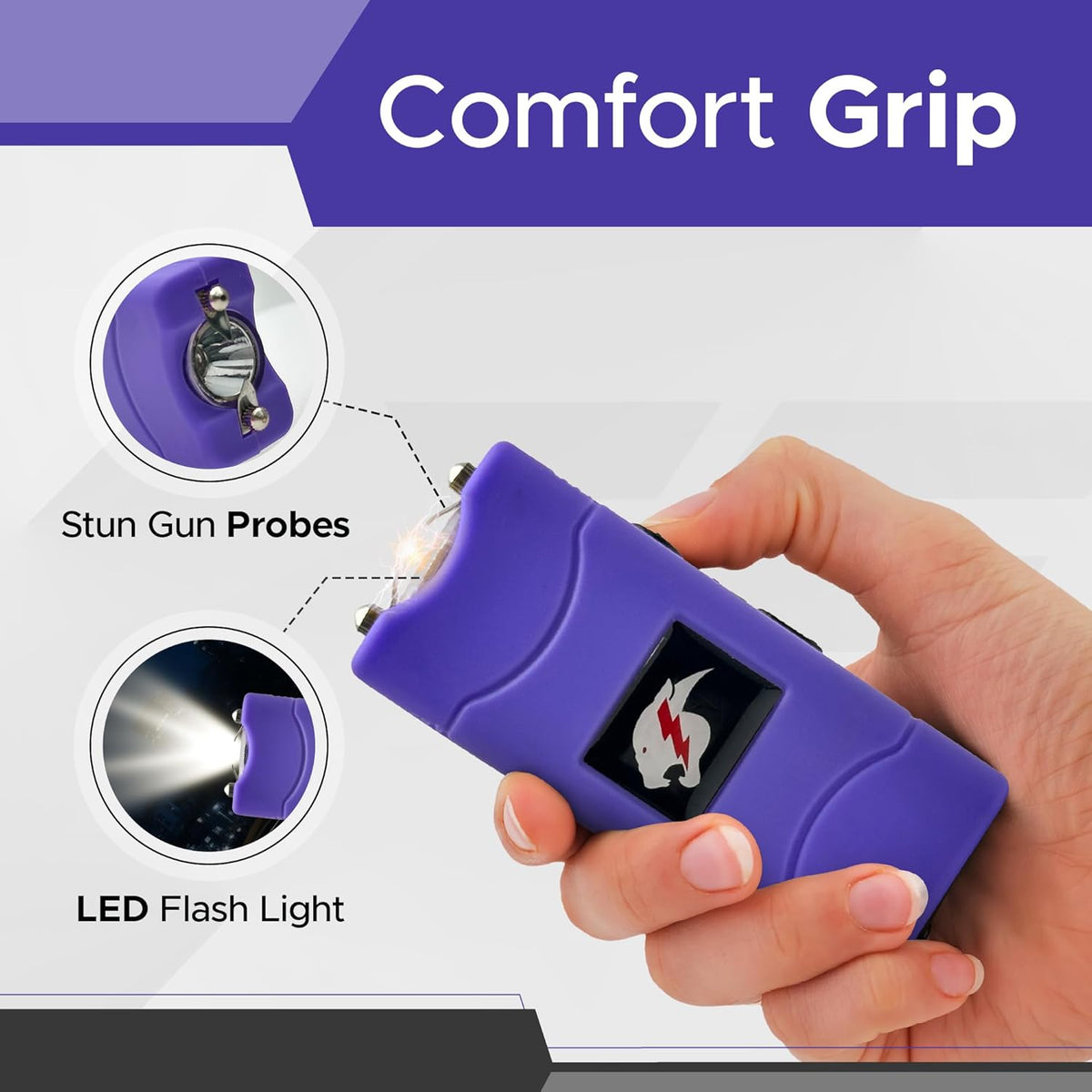 FURY Pepper Spray & Mini Stun Gun Combo - Self-Defense Kit with LED Flashlight & UV Dye