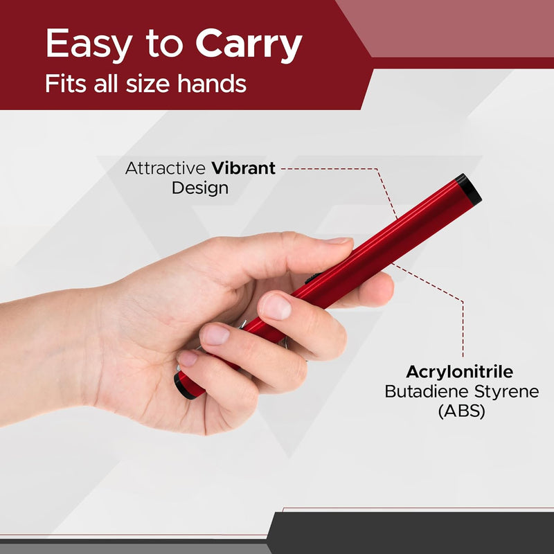 FURY Pen Stun Gun with LED Flashlight - Rechargeable Discreet Self-Defense - Red