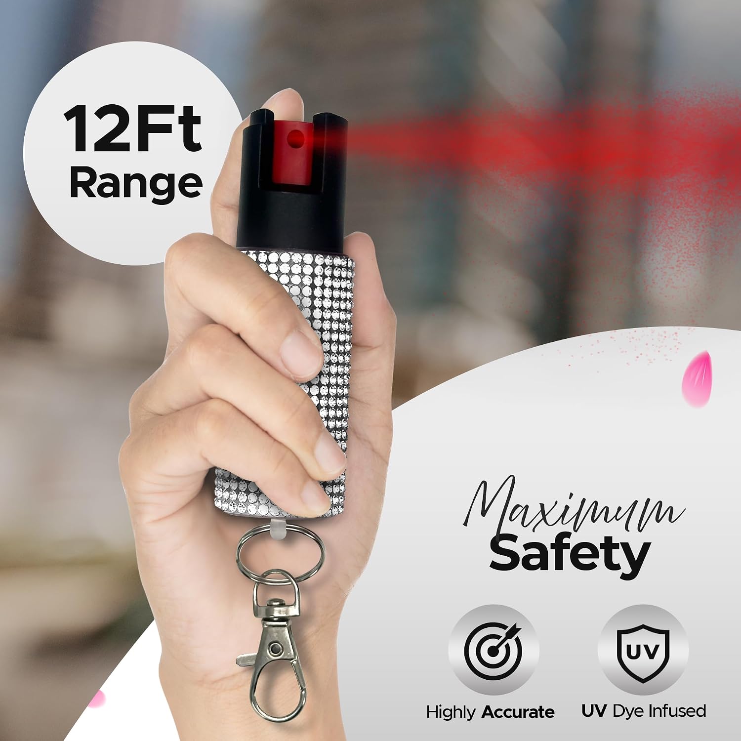 FURY Rhinestone Pepper Spray & Mini Stun Gun Combo - Self-Defense Kit