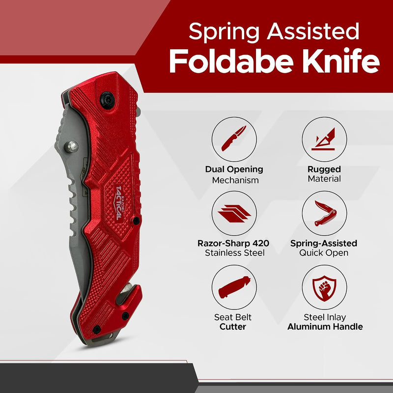 FURY Razor Tactical Folding Knife - 3.5"  - Red