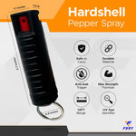 FURY Hardshell Pepper Spray - Max Strength with 12ft Range & UV Dye - Black