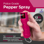 FURY Hardshell Pepper Spray - Max Strength with 12ft Range & UV Dye - Pink