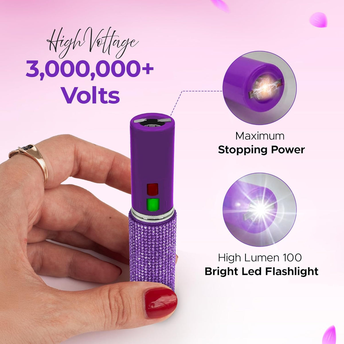 FURY Rhinestone Pepper Spray & Lipstick Stun Gun Combo - Self-Defense Kit