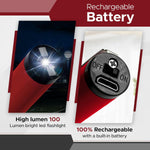 FURY Pen Stun Gun with LED Flashlight - Rechargeable Discreet Self-Defense - Red