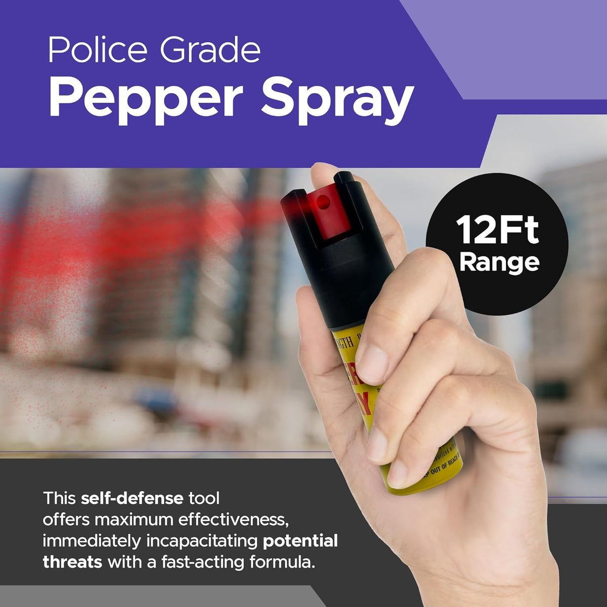FURY Pepper Spray & Mini Stun Gun Combo - Self-Defense Kit with LED Flashlight & UV Dye