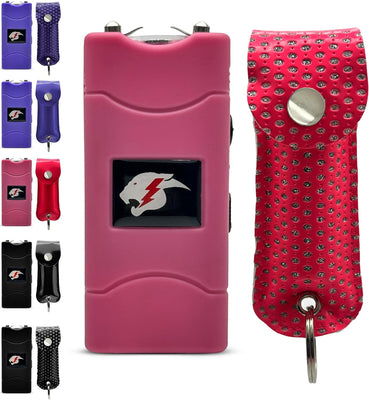 FURY Pepper Spray & Mini Stun Gun Combo - Self-Defense Kit with LED Flashlight & UV Dye - Pink Bling