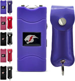 FURY Pepper Spray & Mini Stun Gun Combo - Self-Defense Kit with LED Flashlight & UV Dye - Purple