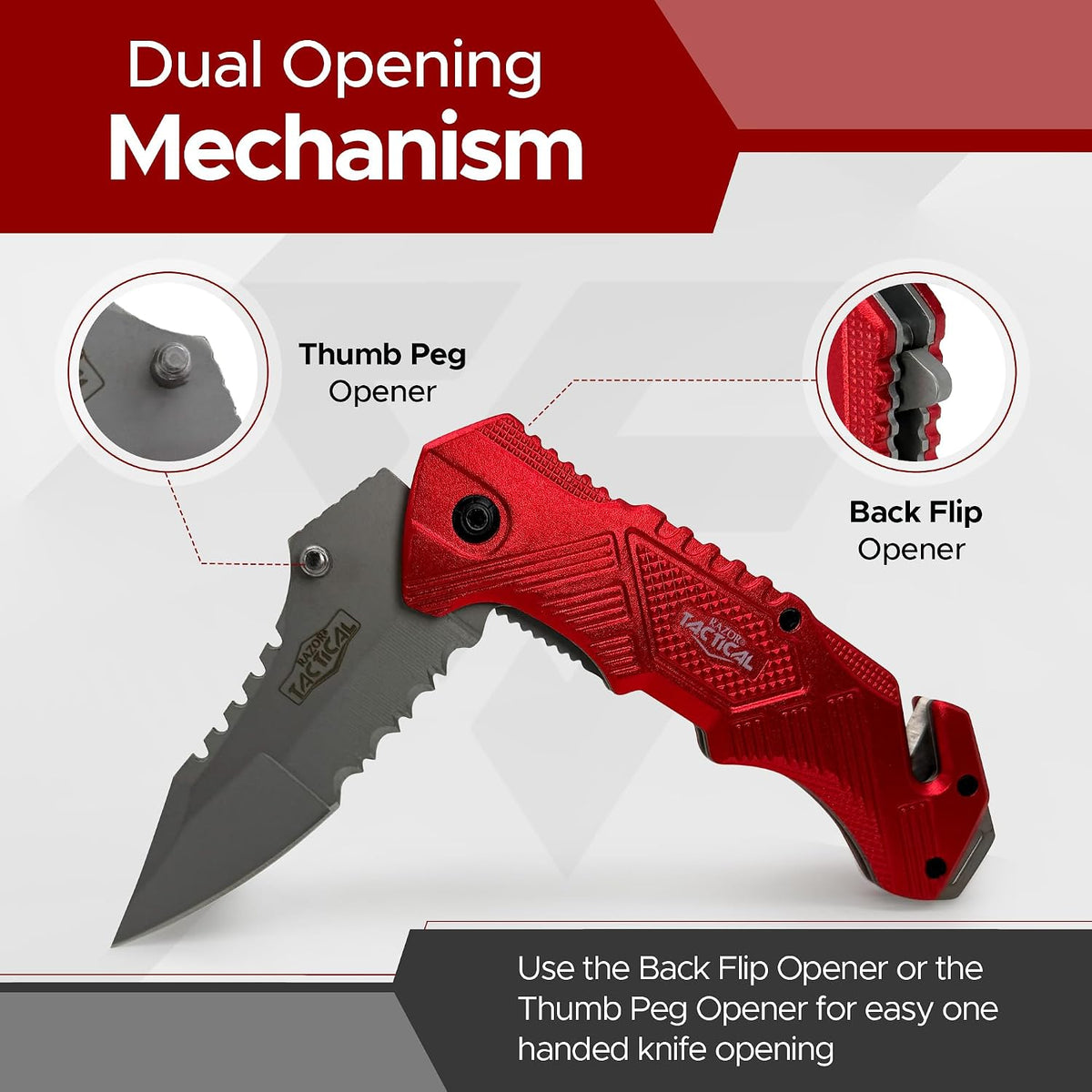 FURY Razor Tactical Folding Knife - 3.5"  - Red