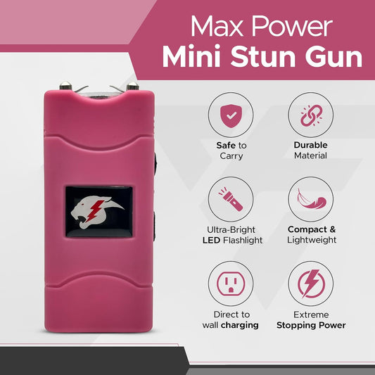 FURY Pepper Spray & Mini Stun Gun Combo - Self-Defense Kit with LED Flashlight & UV Dye - Pink