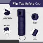 FURY Flip Top Hardshell Pepper Spray - Quick Access 12ft Range with UV Dye - Purple