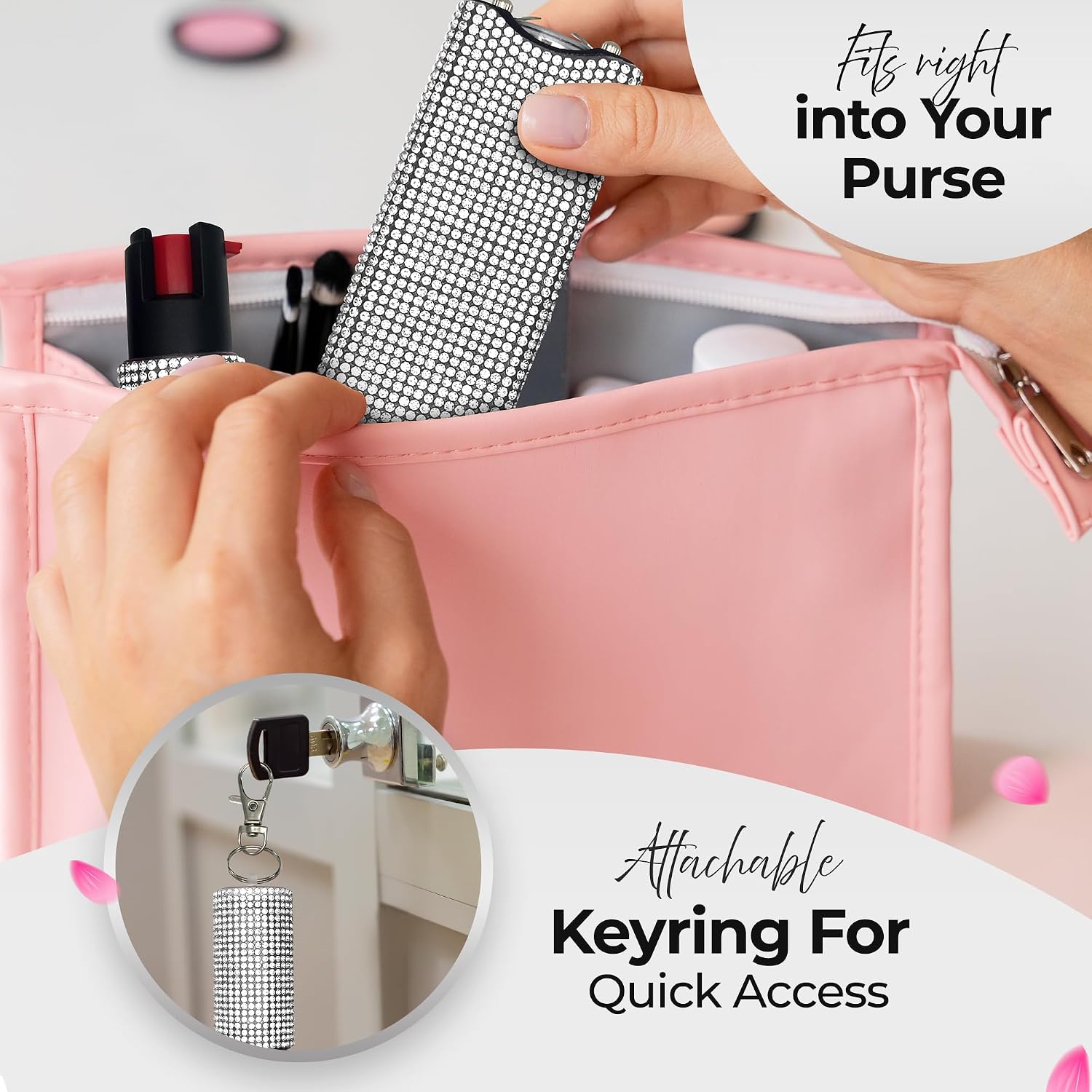 FURY Rhinestone Pepper Spray & Mini Stun Gun Combo - Self-Defense Kit