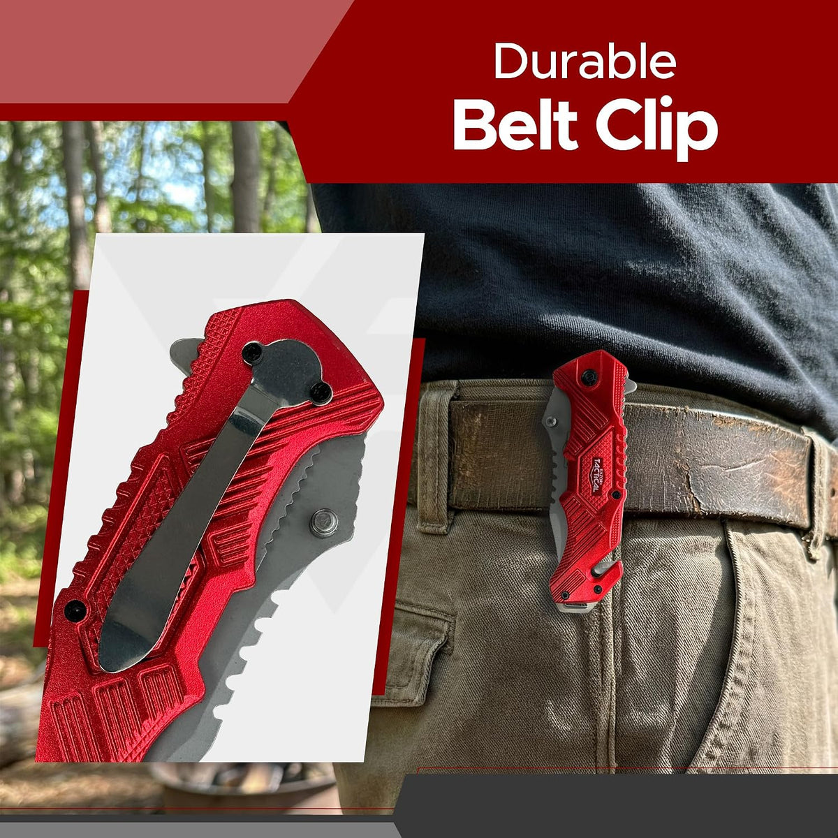FURY Razor Tactical Folding Knife - 3.5"  - Red