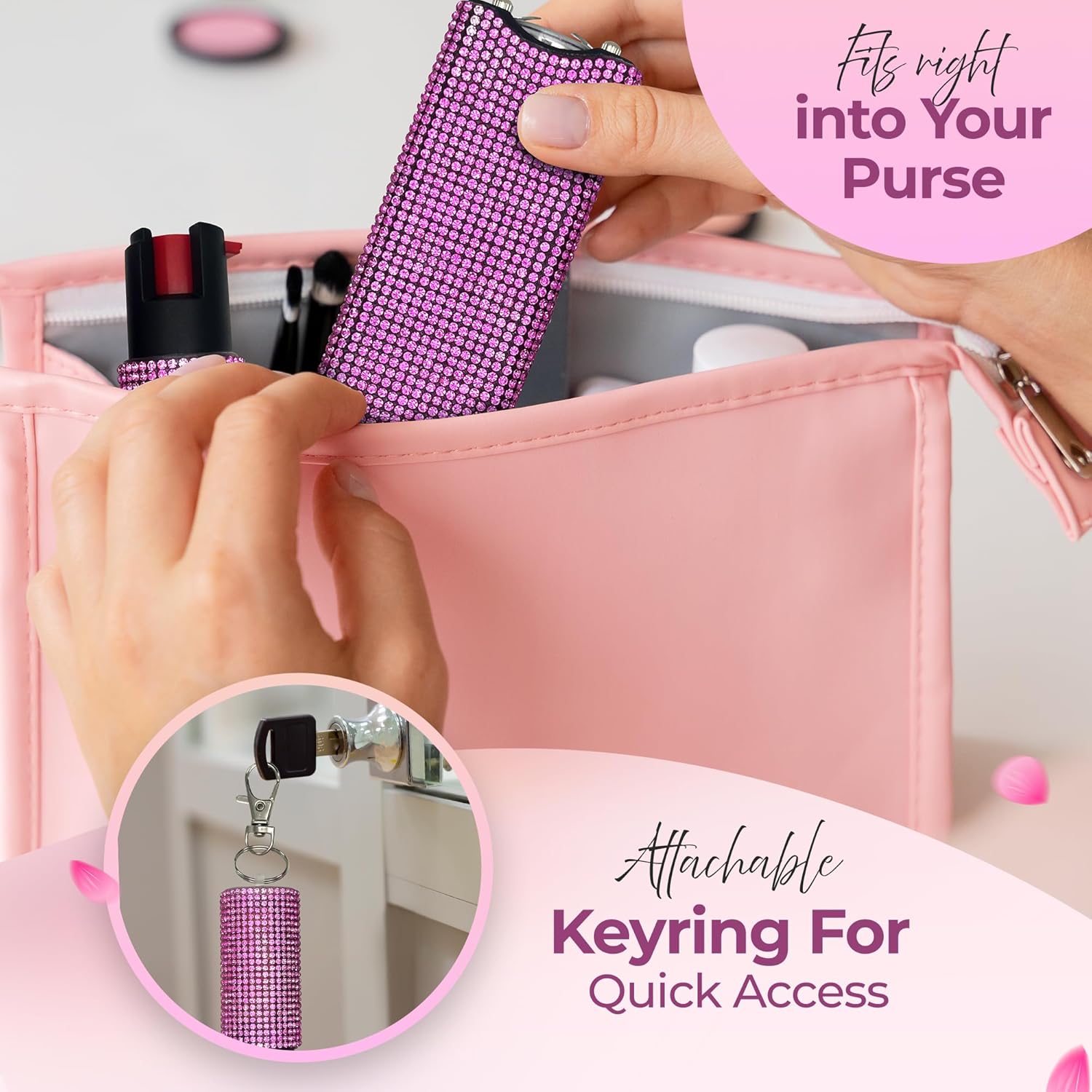 FURY Rhinestone Pepper Spray & Mini Stun Gun Combo - Self-Defense Kit