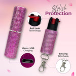 FURY Rhinestone Pepper Spray & Lipstick Stun Gun Combo - Self-Defense Kit - Pink