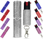 FURY Rhinestone Pepper Spray & Lipstick Stun Gun Combo - Self-Defense Kit - Silver