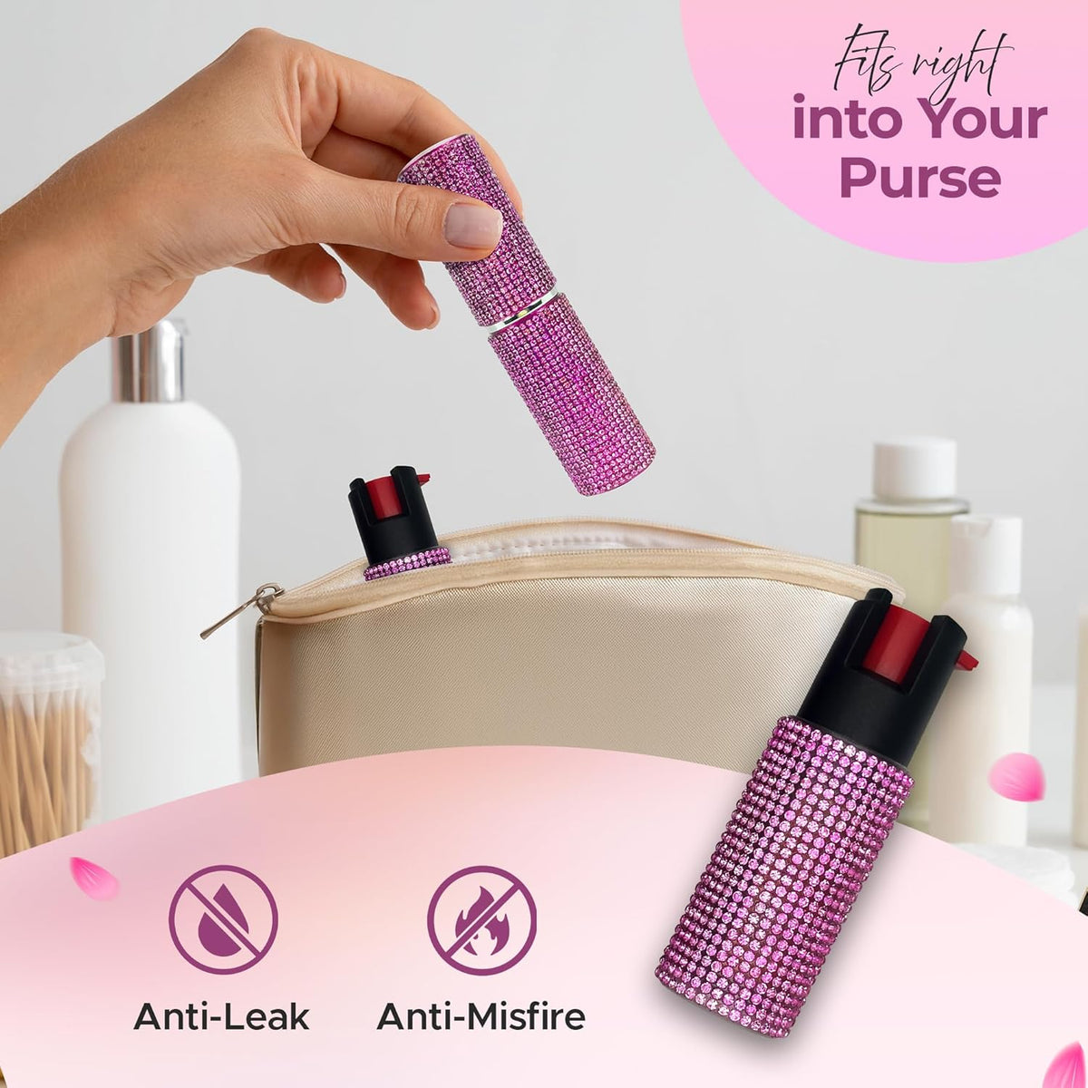 FURY Rhinestone Pepper Spray & Lipstick Stun Gun Combo - Self-Defense Kit