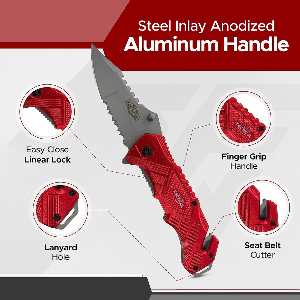 FURY Razor Tactical Folding Knife - 3.5"  - Red