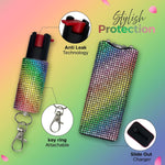 FURY Rhinestone Pepper Spray & Mini Stun Gun Combo - Self-Defense Kit - Rainbow