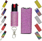 FURY Rhinestone Pepper Spray & Mini Stun Gun Combo - Self-Defense Kit - Pink Rhinestone