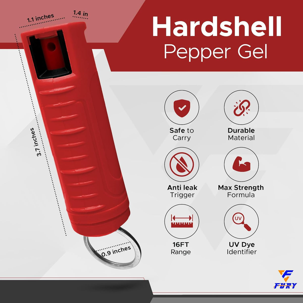 FURY Hardshell Pepper Gel - Max Strength with 16ft Range & UV Dye